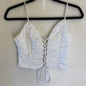 tiger mist white crop top